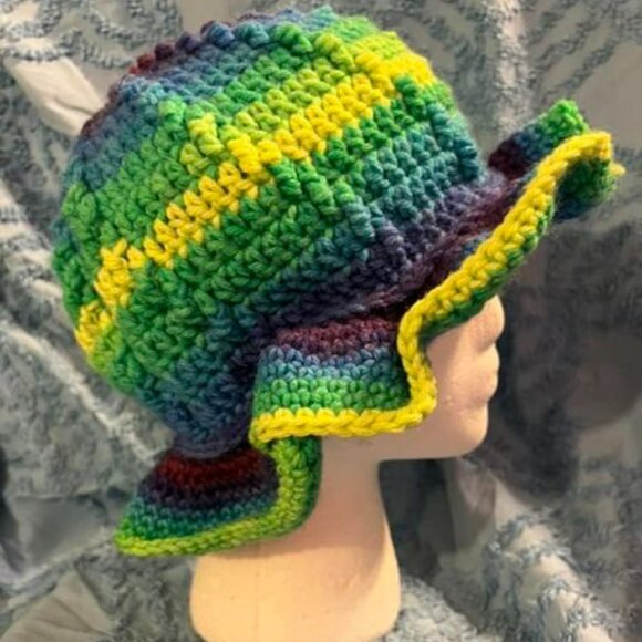 🐻Adult Bucket Hat - New Handmade Blue and Purple Toned - 7.5" Cap - Picture 1 of 6